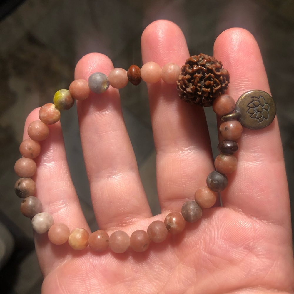 Beautiful Lotus Mala Bracelet with Rudraksha